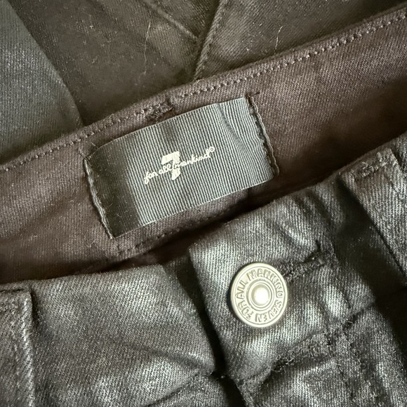 7 For All Mankind Womens 25 Black High Rise Tailorless Coated Skinny‎ Boot Jeans - Picture 6 of 12